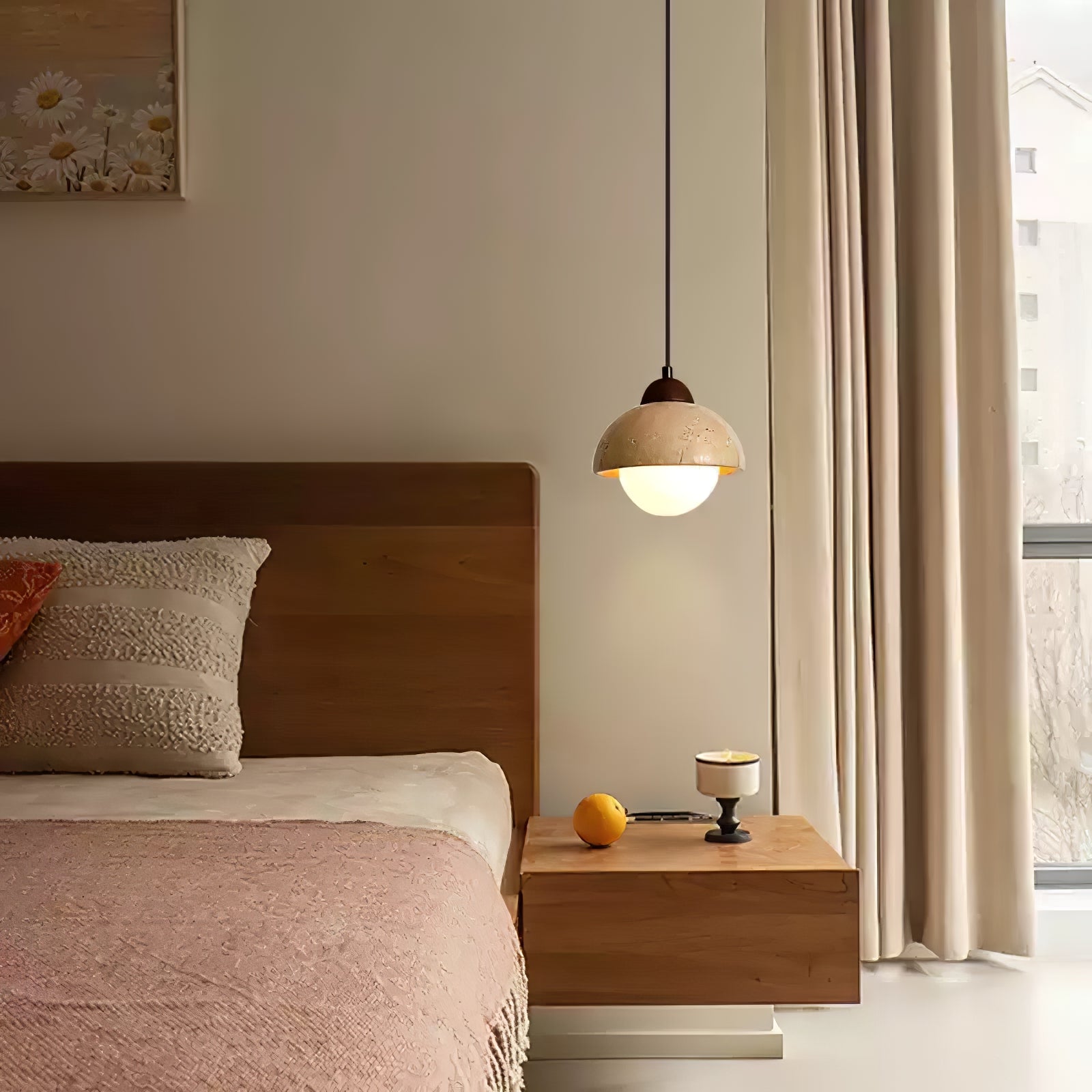Dome Travertine Pendant Light For Ambient Glow