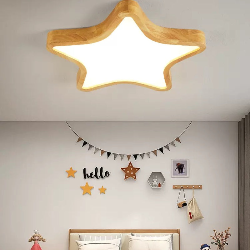 Wooden Flush Mount Ceiling Light For Living Room And Bedroom