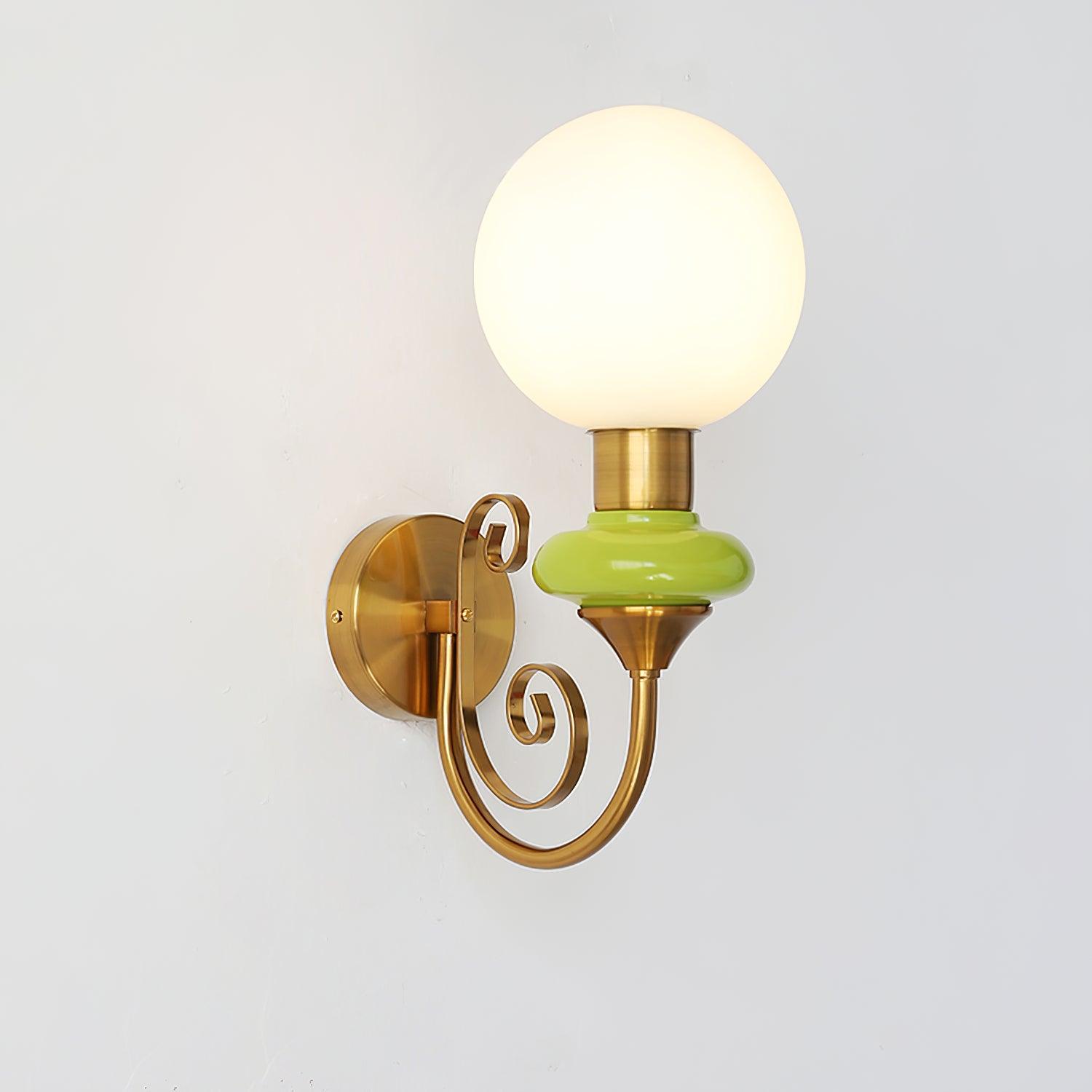 Brass Finish Wall Sconce With Glass Shade Dimmable Damp Rated