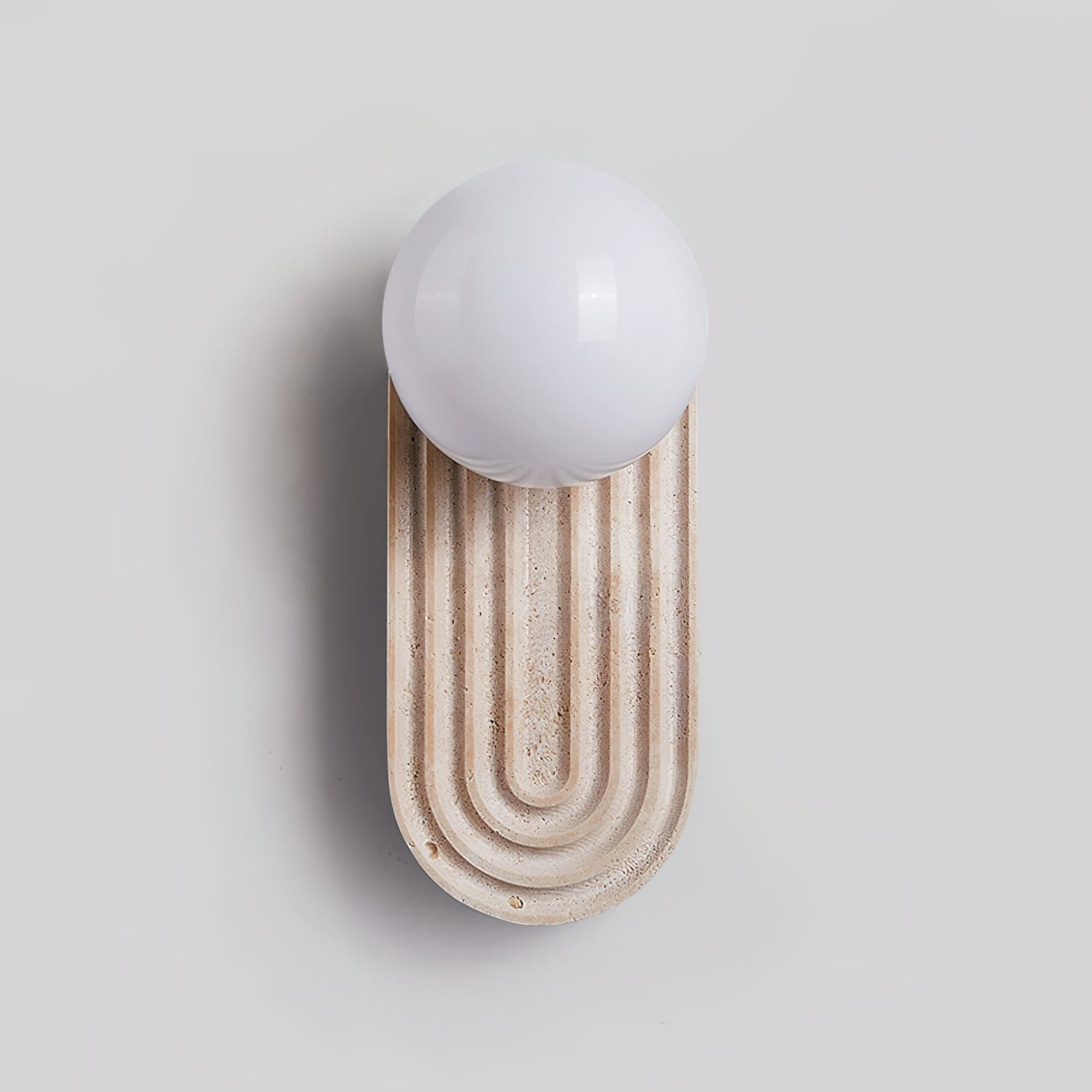 Travertine Wall Light With Wood And Glass Damp Rated