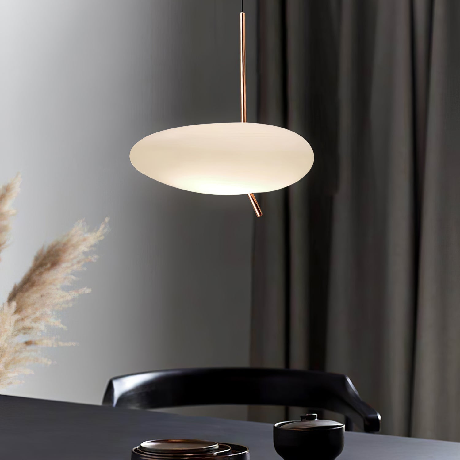 Rose Gold Pebble Pendant Light With Soft Glow