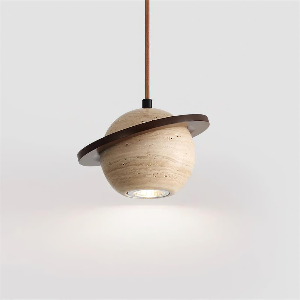 Travertine Walnut Wood Pendant Light Ambient Glow