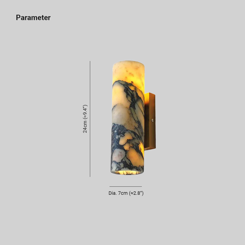 Elegant Marble Cylinder Wall Light With Brass Base