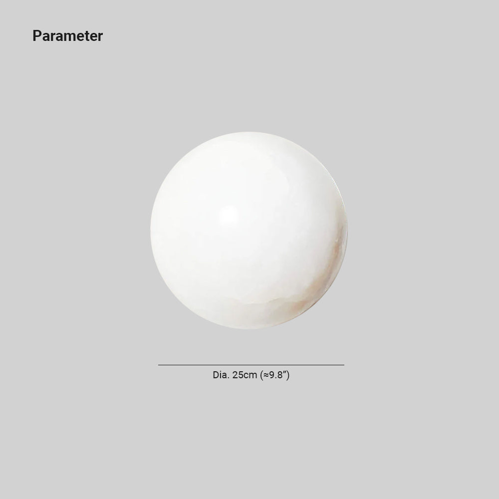 Round Minimalist Alabaster Wall Light With Subtle Veining