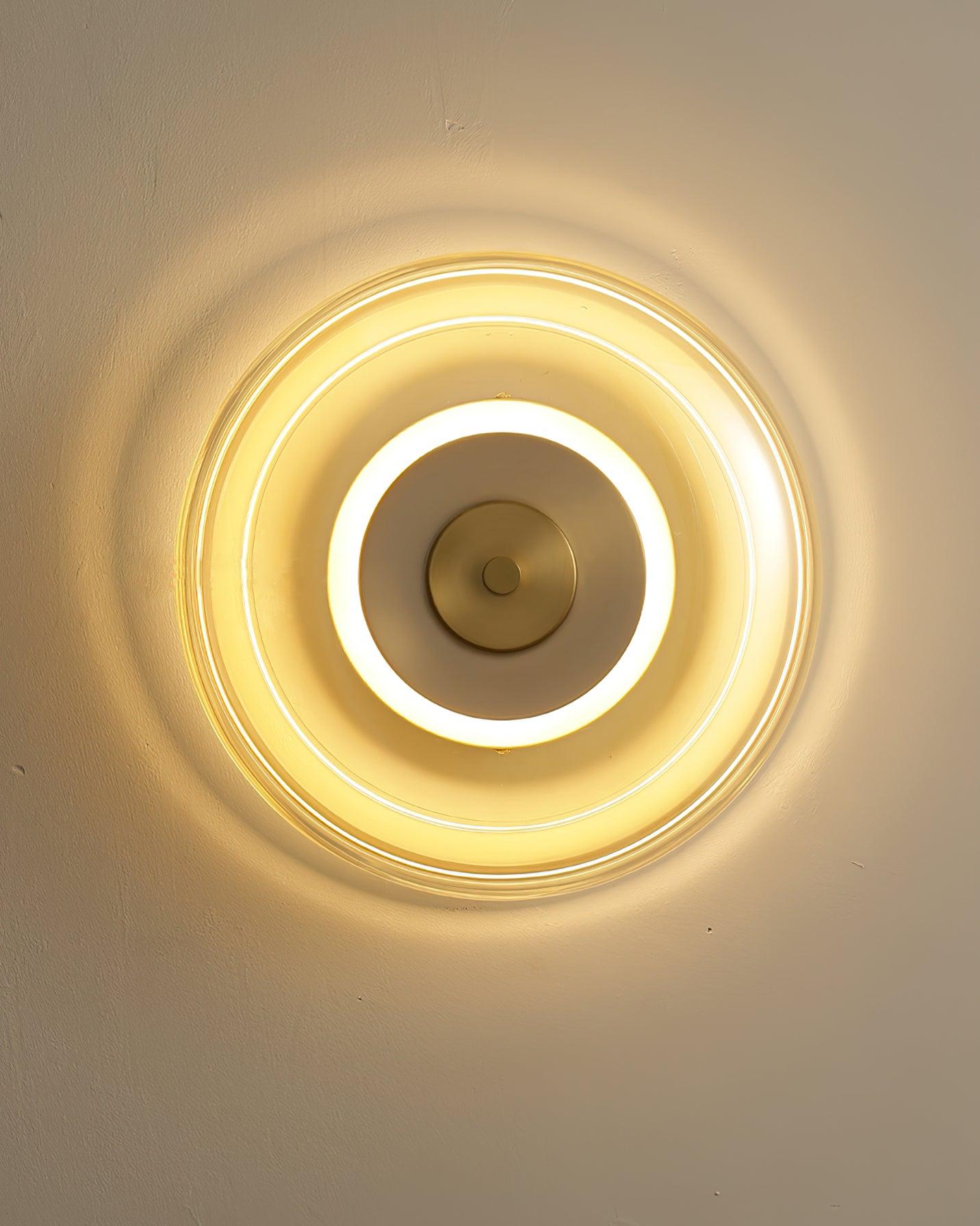 Brass Circular Wall Light With Built In LED And Three Colour Modes