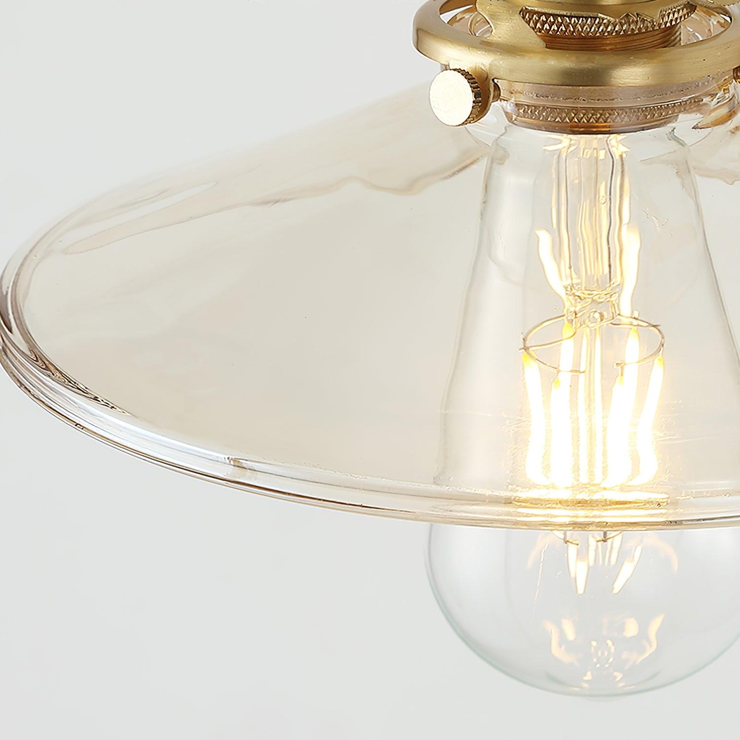 Brass Wall Lamp With Walnut Base And Pleated White Glass Shade