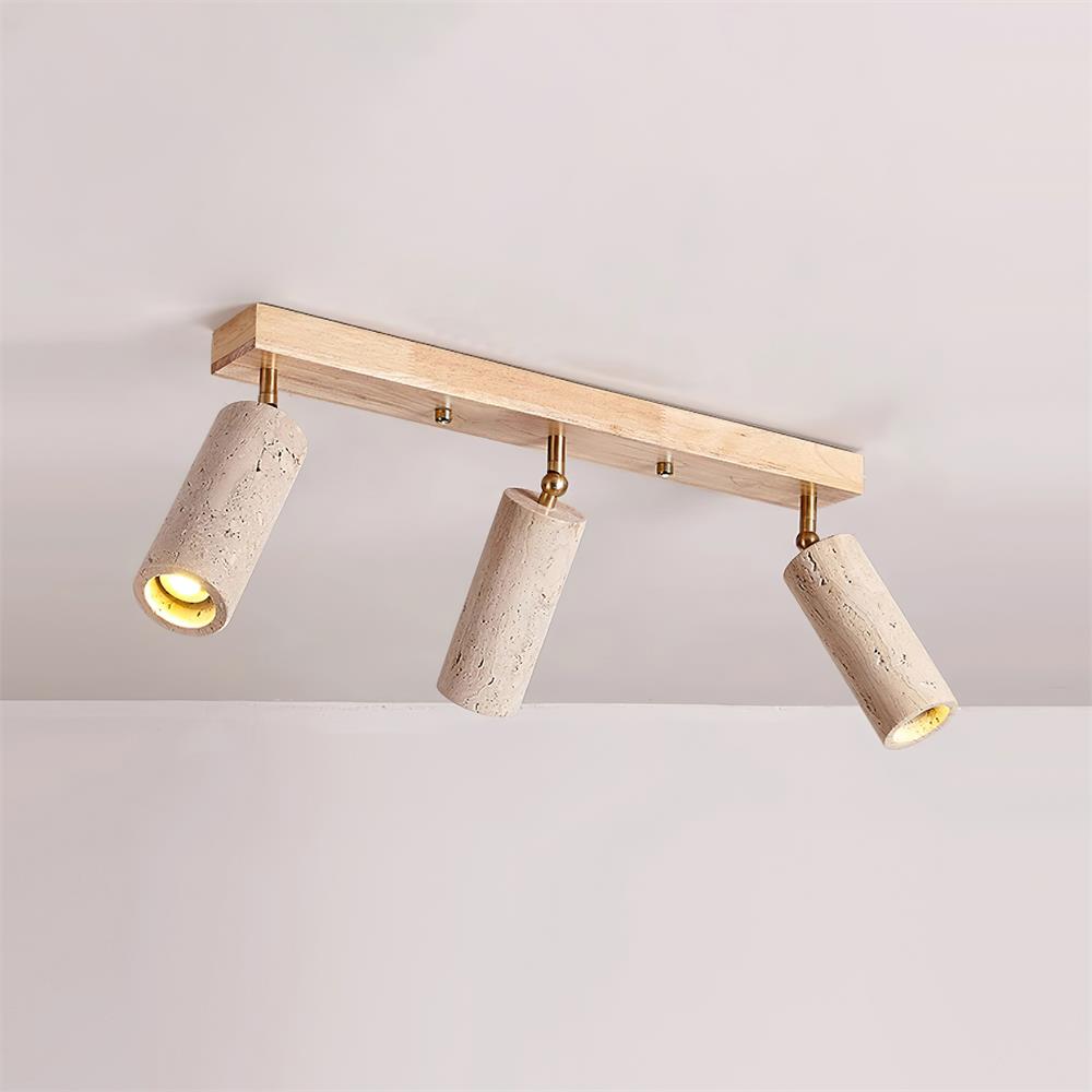 Walnut Canopy Ceiling Spotlight With Three Adjustable Heads Dimmable