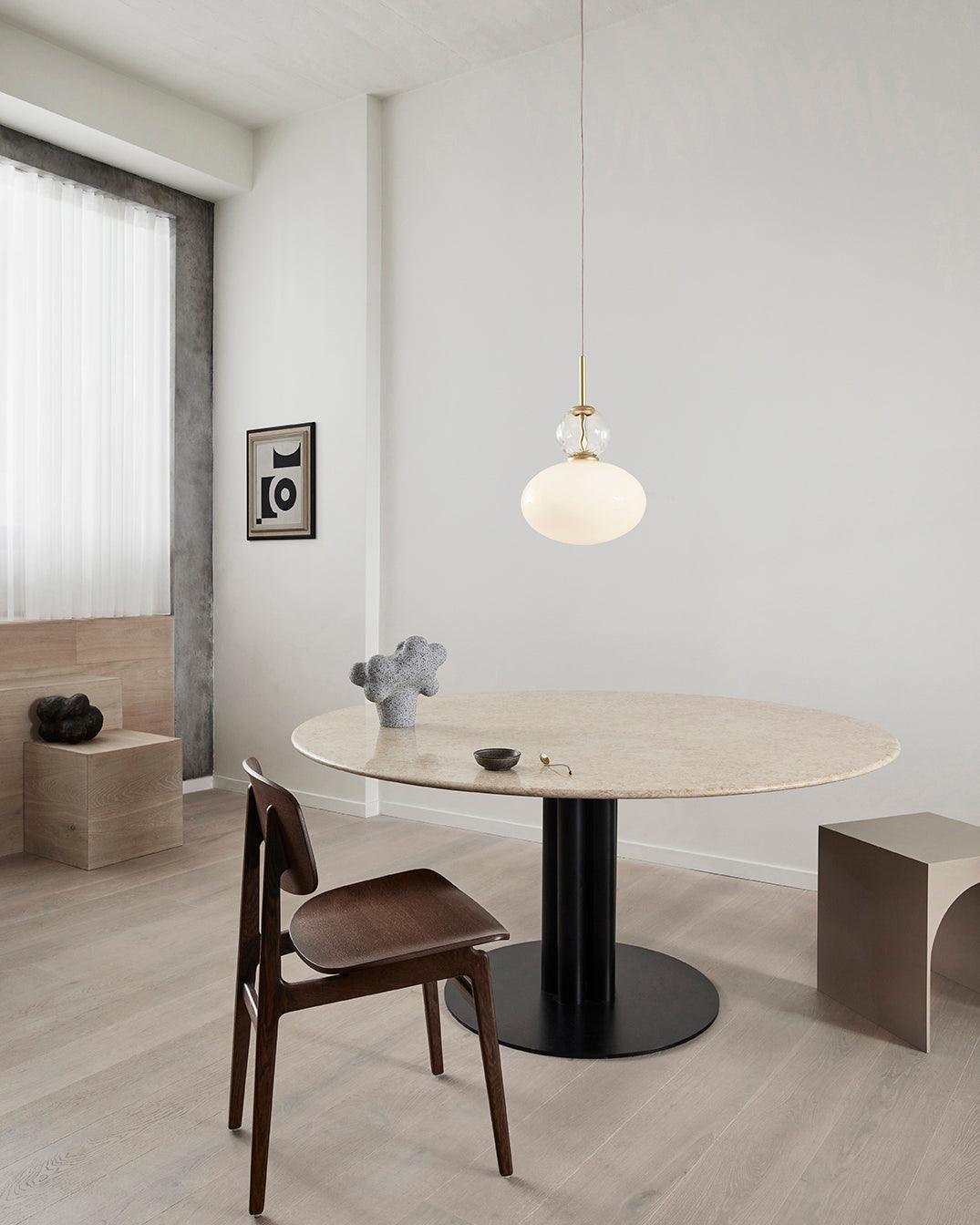 Brass and Glass Pendant Light with Integrated LED