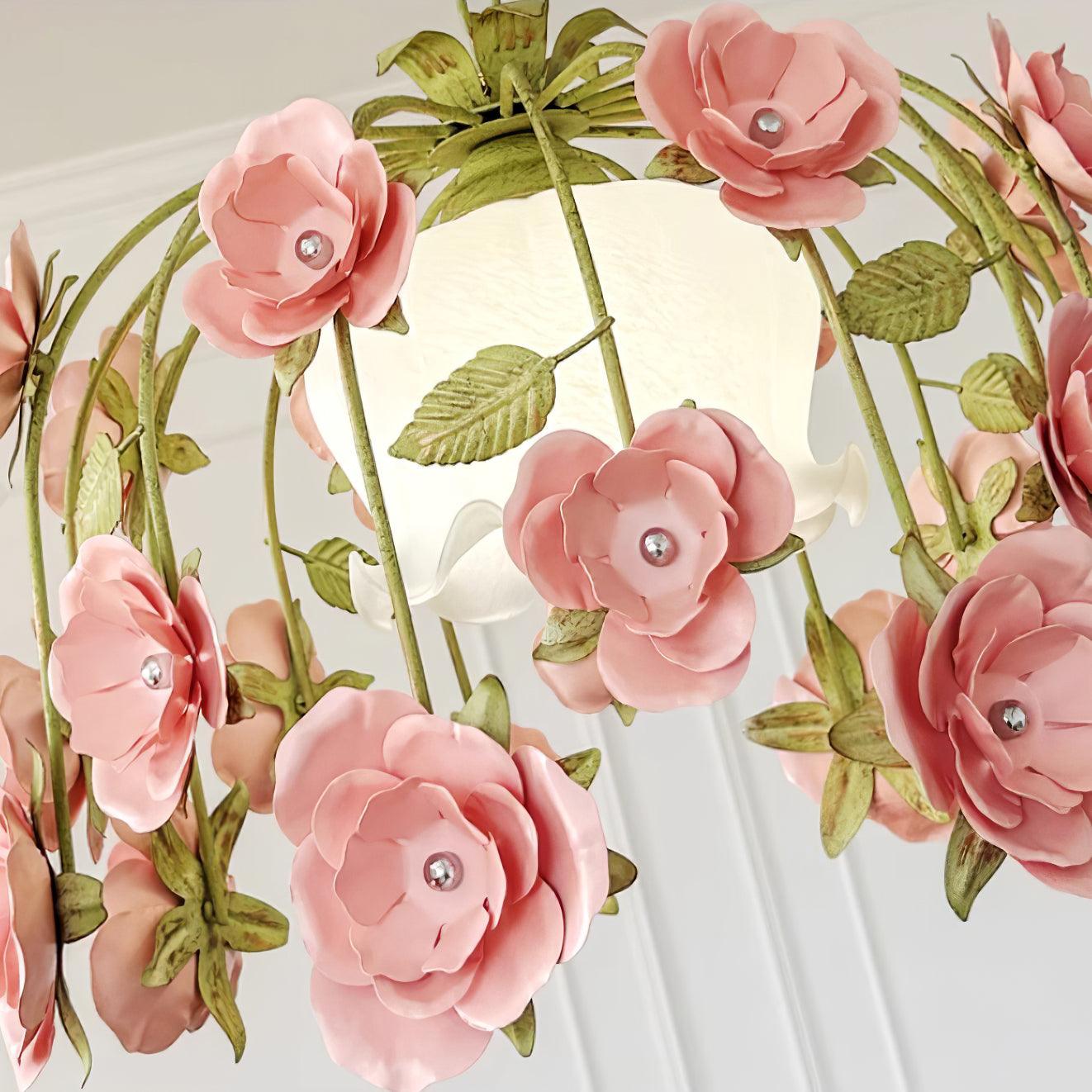 Floral Glass Chandelier Dimmable With Adjustable Hanging Chain