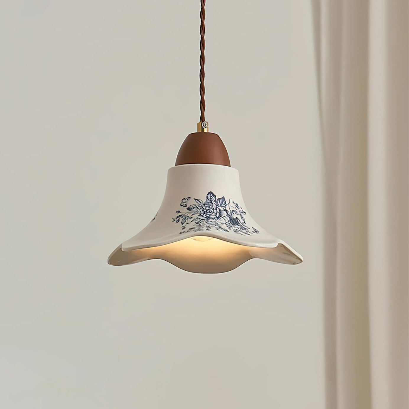 Ivory Flower Porcelain Pendant Light for Vintage Charm