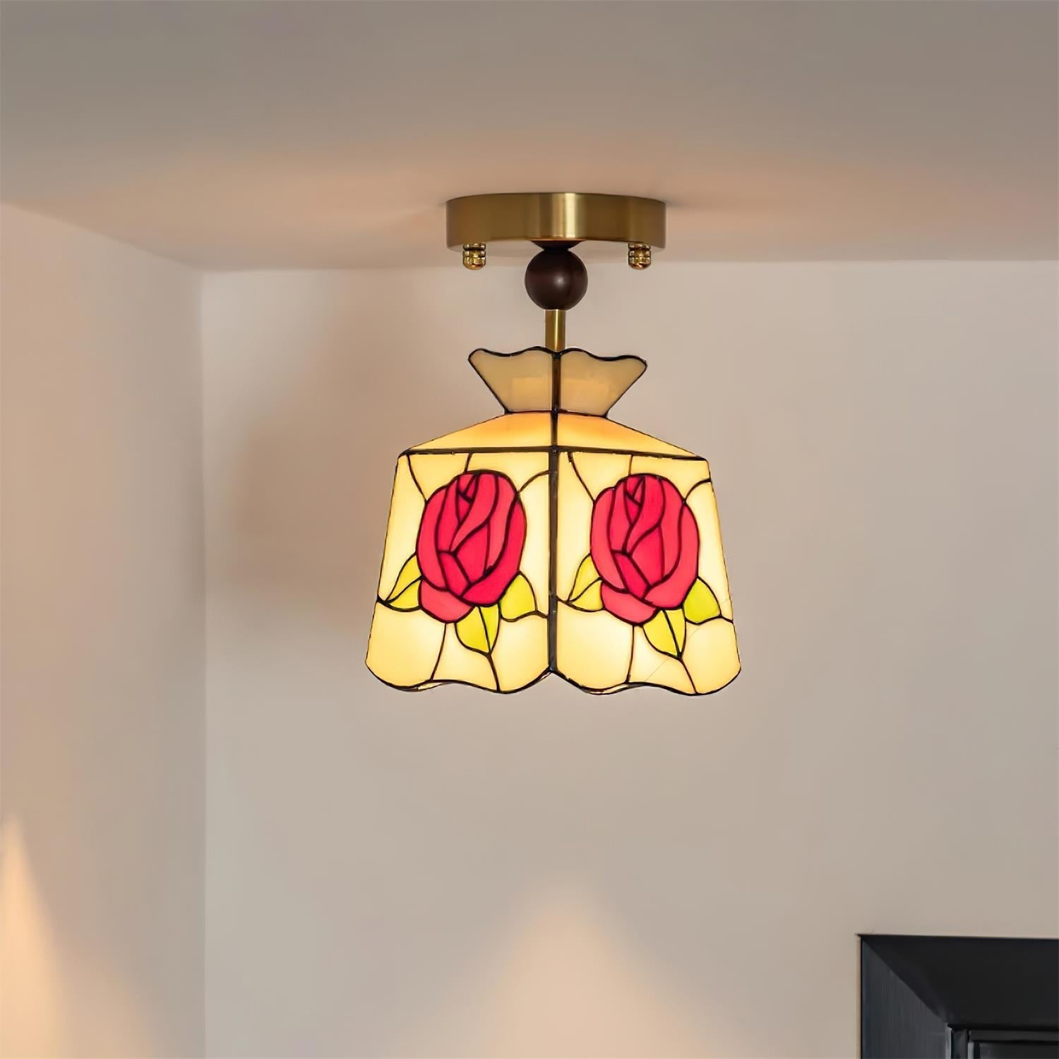 Damp Rated Glass Ceiling Light With Metal Canopy E26 E27 Compatible