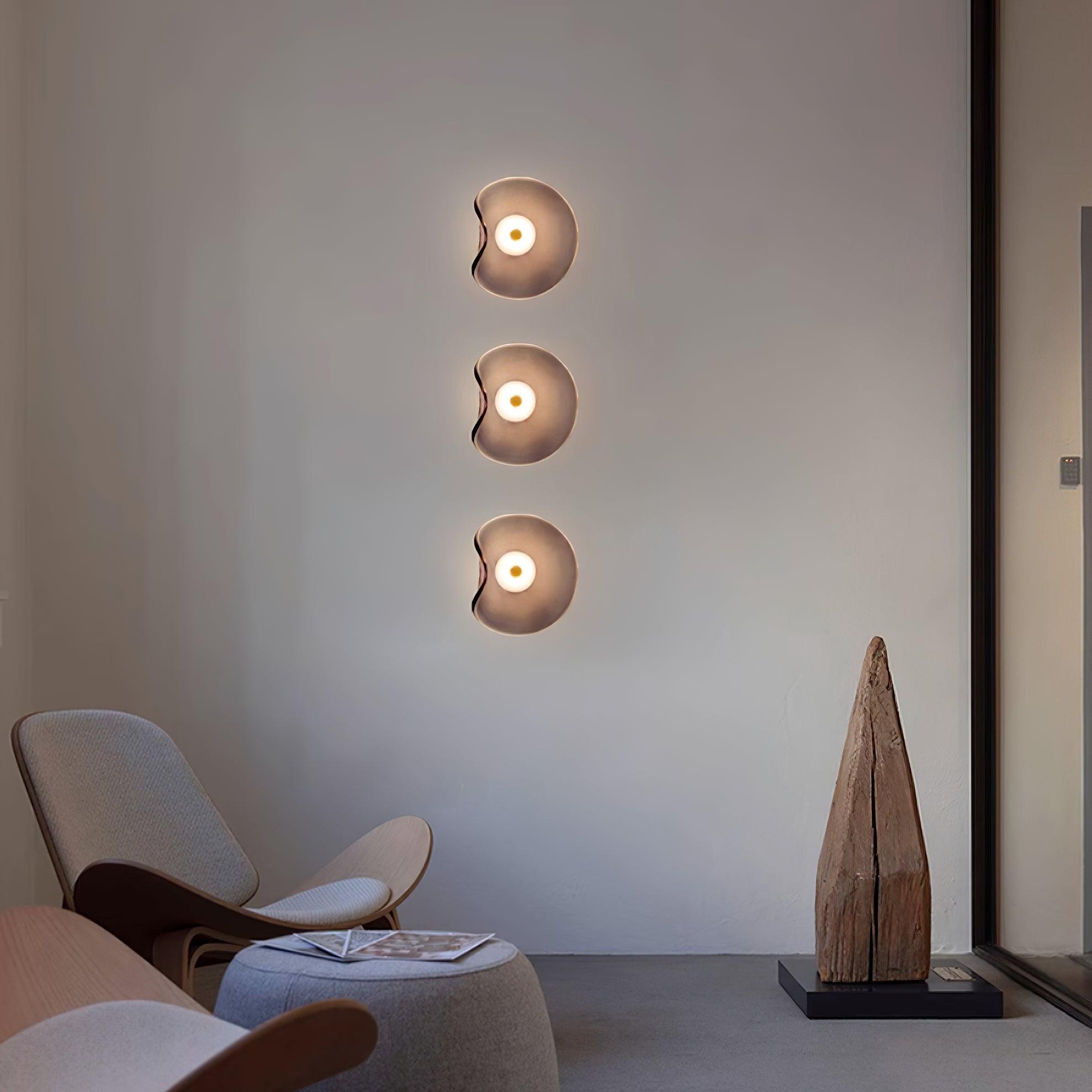 Amber Glass Wall Light With Integrated LED 25cm Diameter Damp Rated