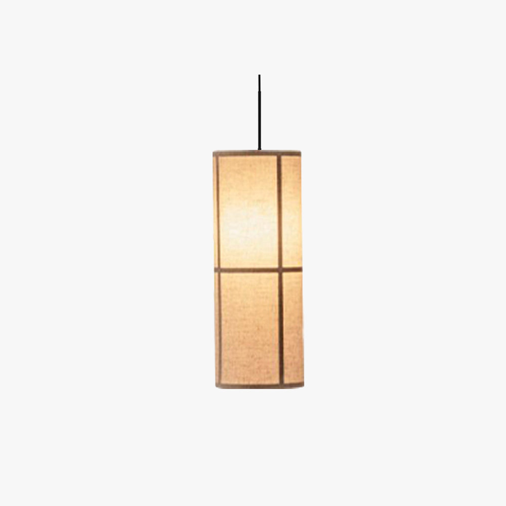 Japanese Fabric Cylinder Pendant Light With Soft Glow