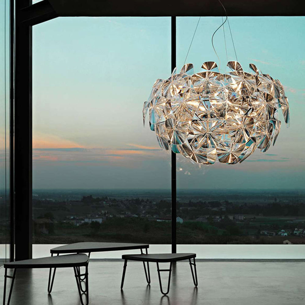 Elegant Diamond Flower Pendant Light for Living Room