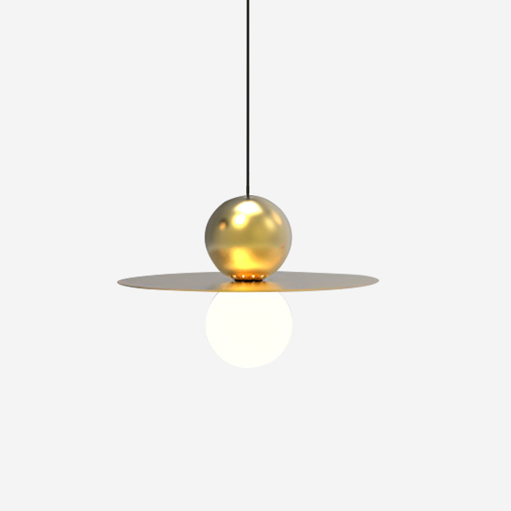 Suspension Lumineuse Moderne En Verre Et Métal Fini Doré Élégant