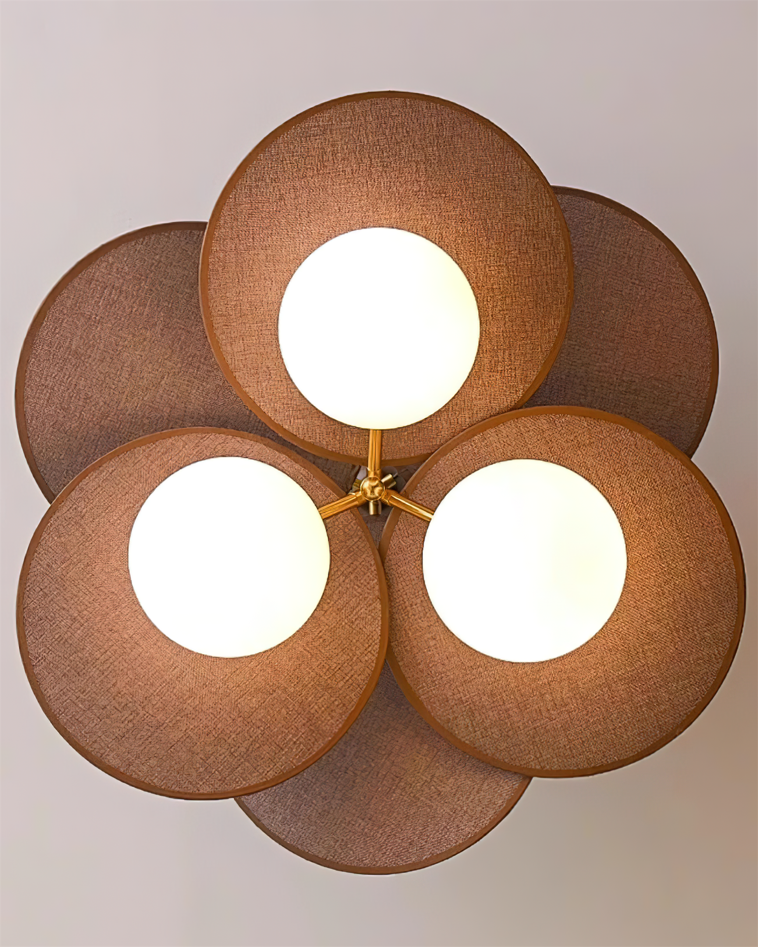 Walnut Wood Triple Head Ceiling Light With E14 Socket