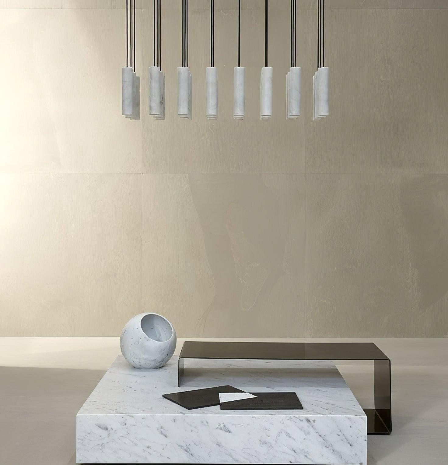 Alabaster Pendant Light Cluster For Staircase Lighting