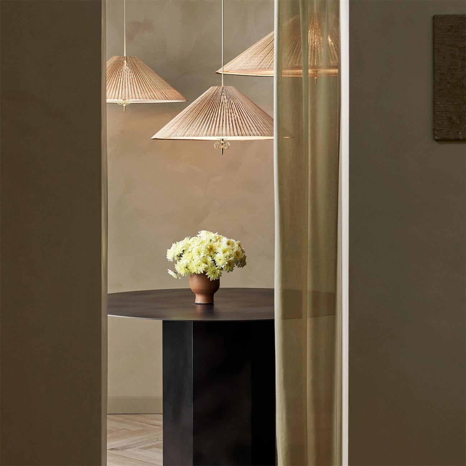 Natural Bamboo Pendant Lamp With Brass Accents