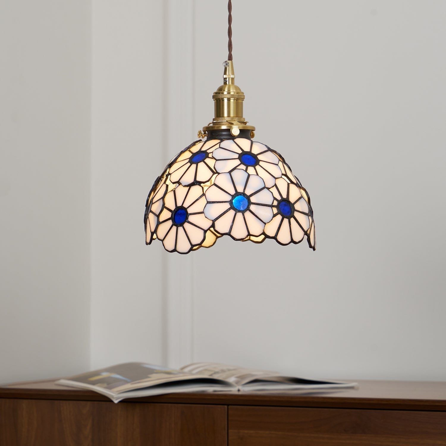 Bluebell Stained Glass Pendant Light With Warm Glow