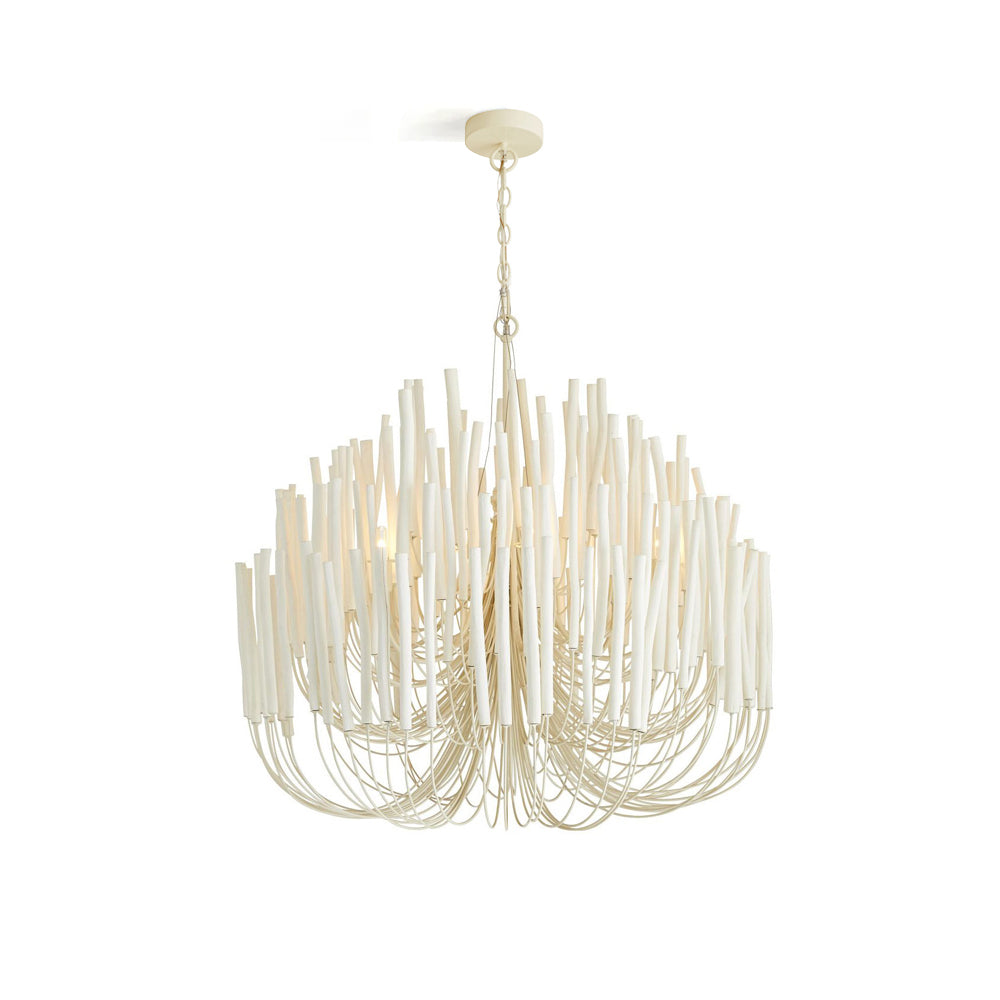 Vertical Sculptural Tubed Chandelier Six to Eighteen Lights White Black