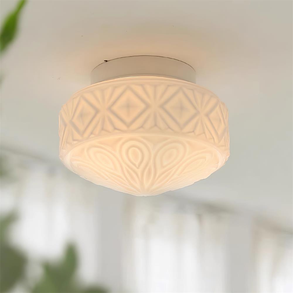 Frosted Glass Flush Mount Ceiling Light With Colour Changing LED