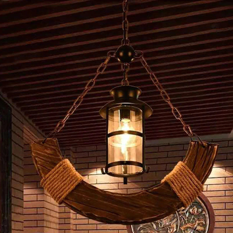 Brown Wood Pendant Light for Living and Dining