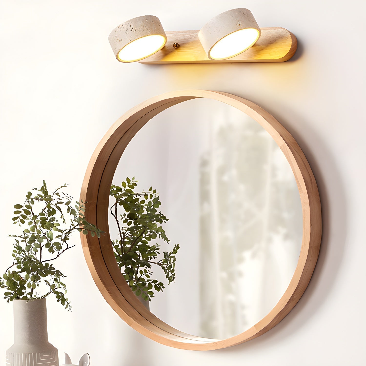 Natural Travertine Wall Light With Neutral Finish