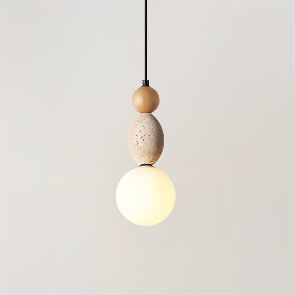 Triple Sphere Travertine Glass Dimmable Pendant Light