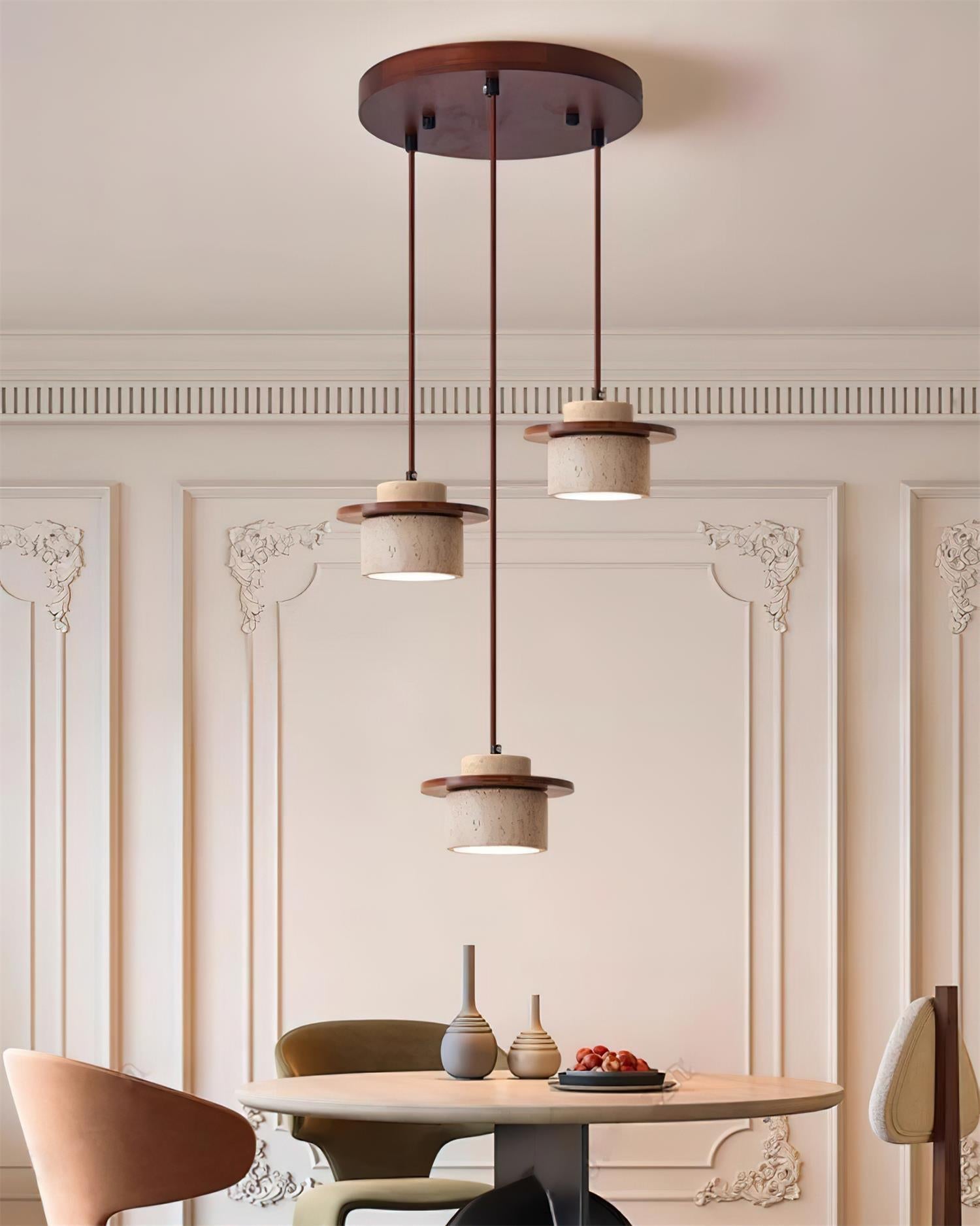 Lunara Travertine Pendant Lights Set For Warm Ambience