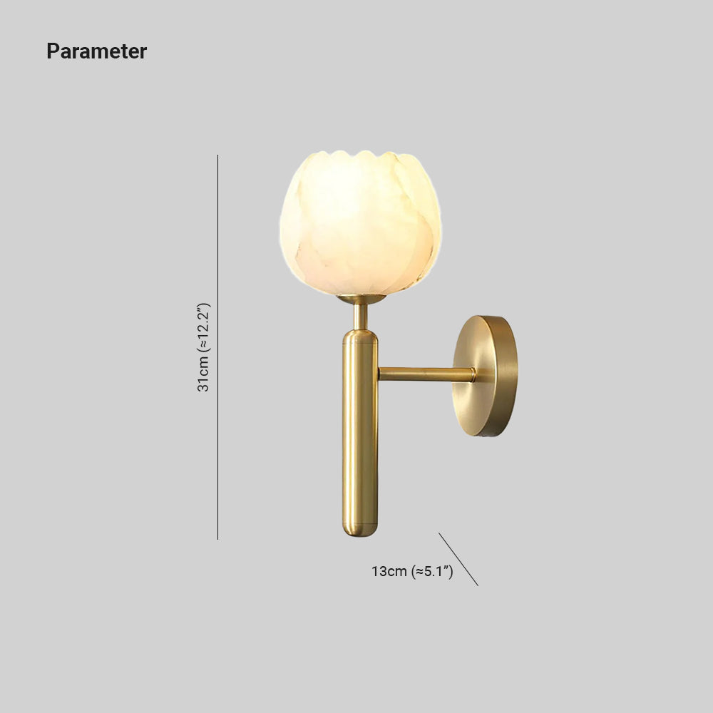 Alabaster Floral Wall Sconce With Brass Finish