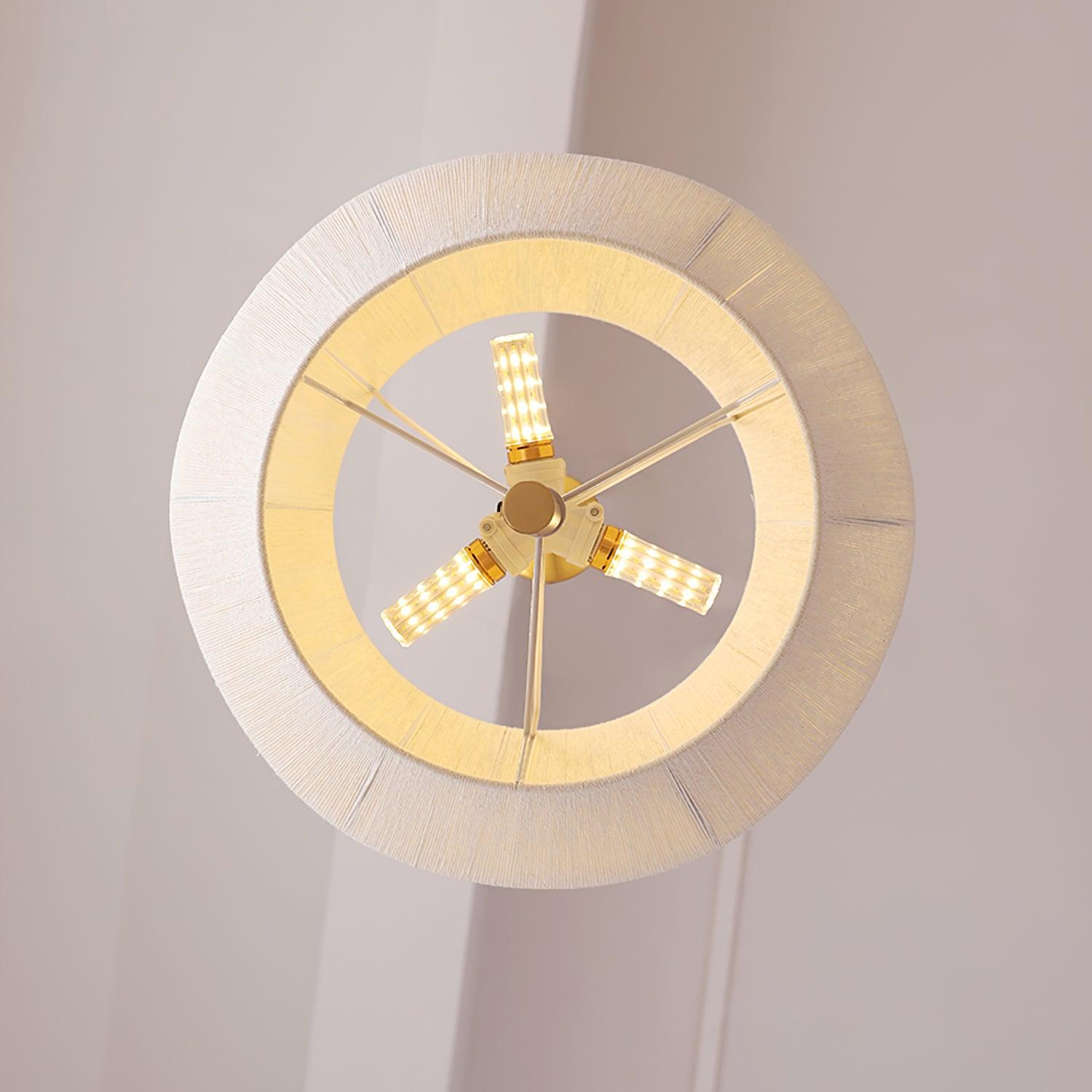 Walnut Wood Pendant Light With Cotton Thread Shade