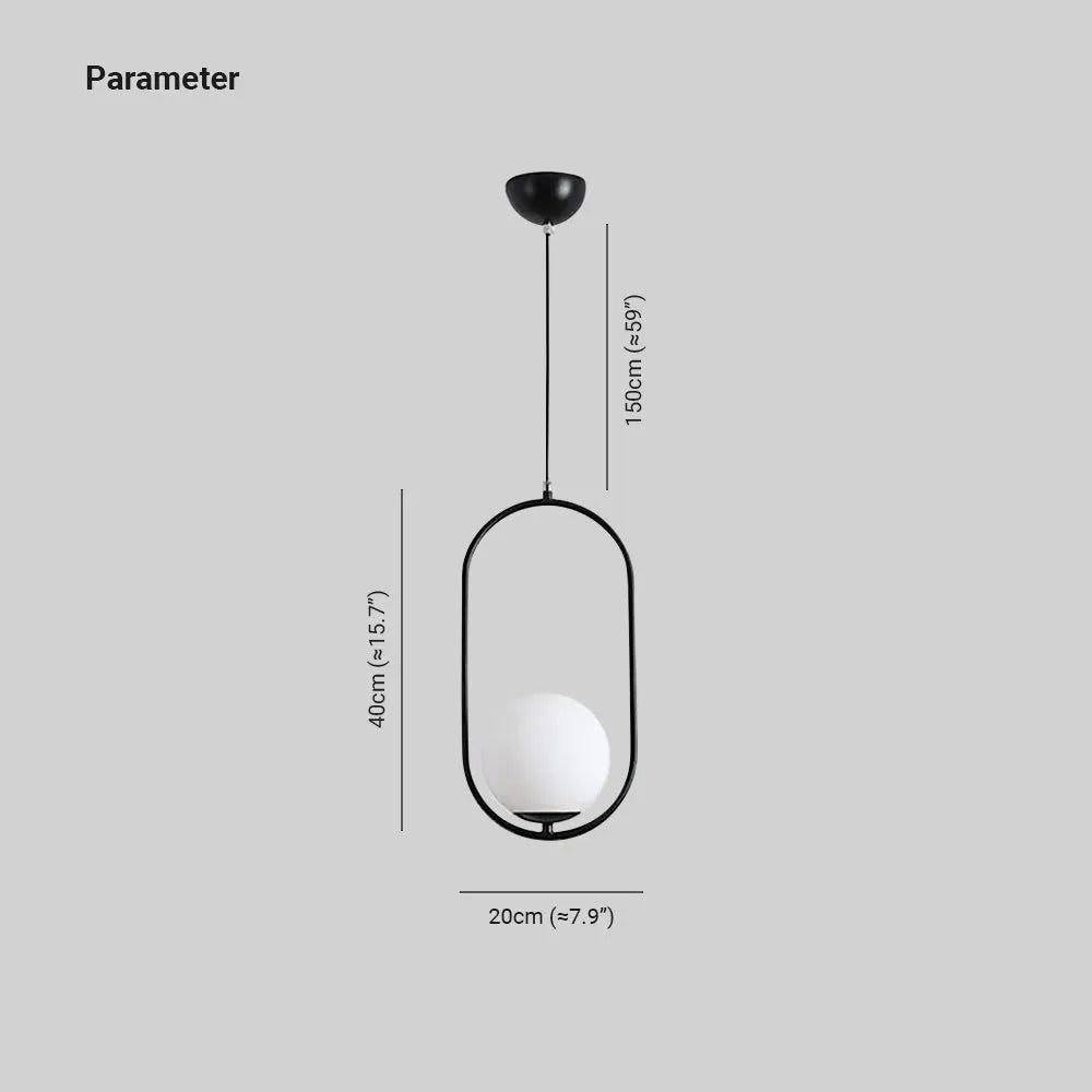 Oval Globe Pendant Light With Gold And Black Frame