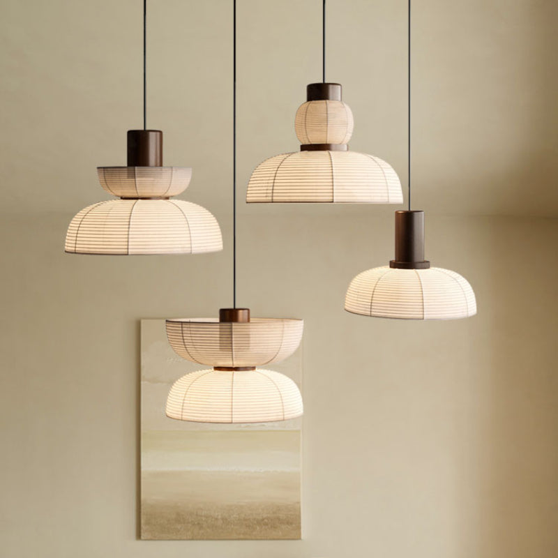 Paper And Fabric Pendant Light With Ambient Glow