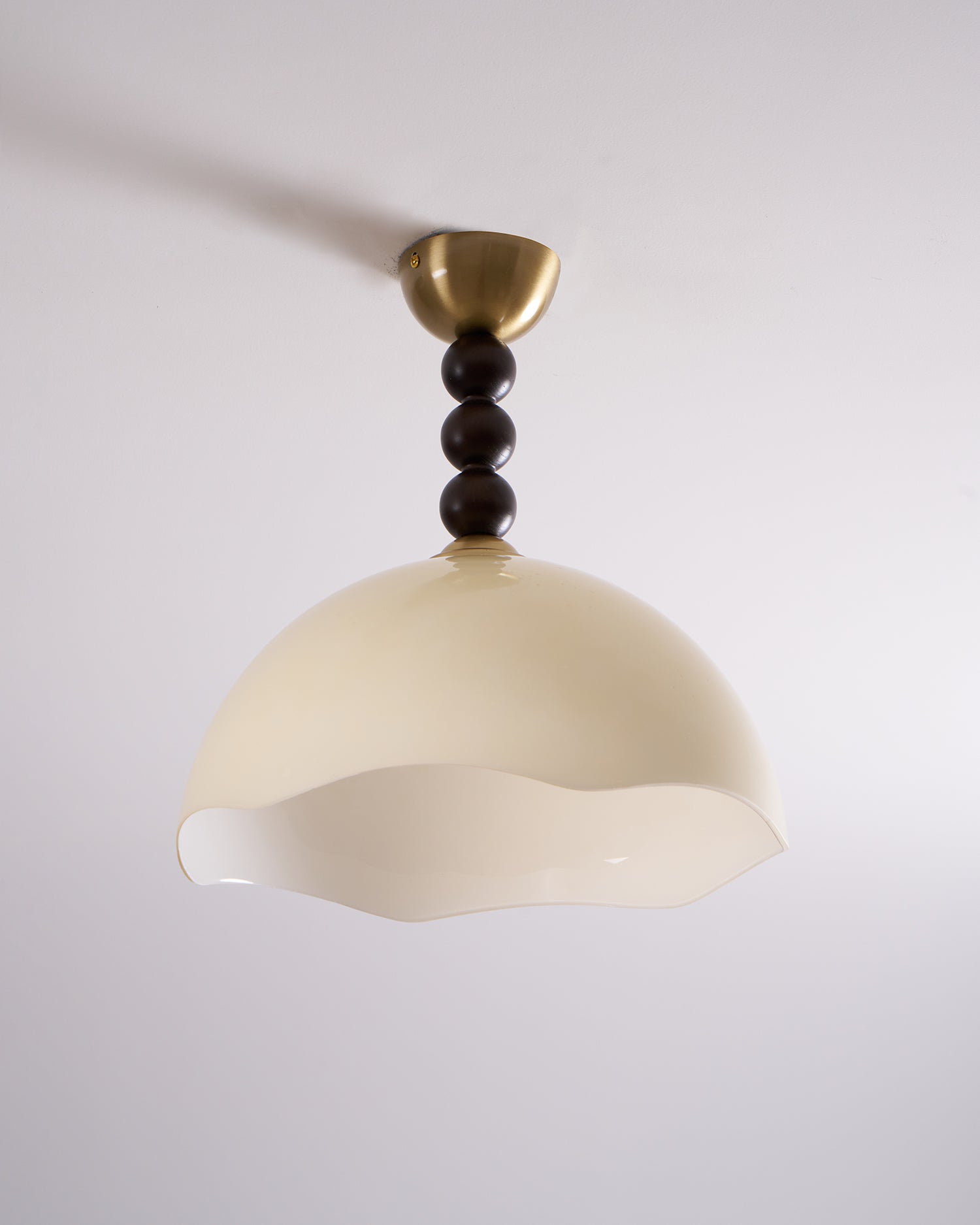 Amber Glass Vintage Ceiling Light With Walnut Finish