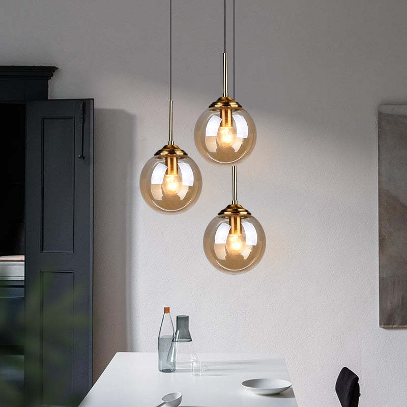Art Glass Bubble Pendant Light Smoke Amber Elegant Ambience