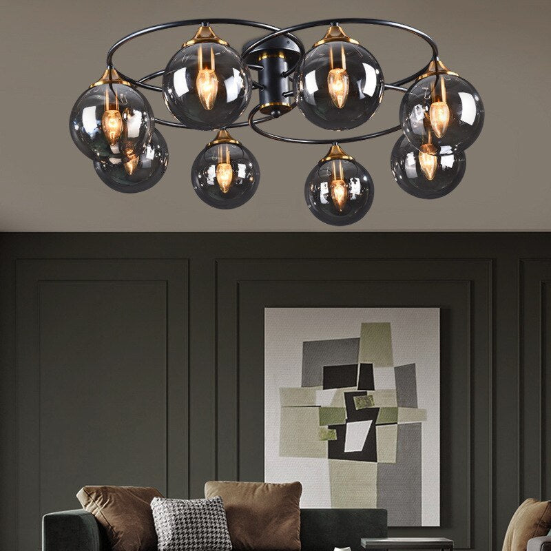 Nordic Bubble Glass Flush Mount Ceiling Light Grey Amber