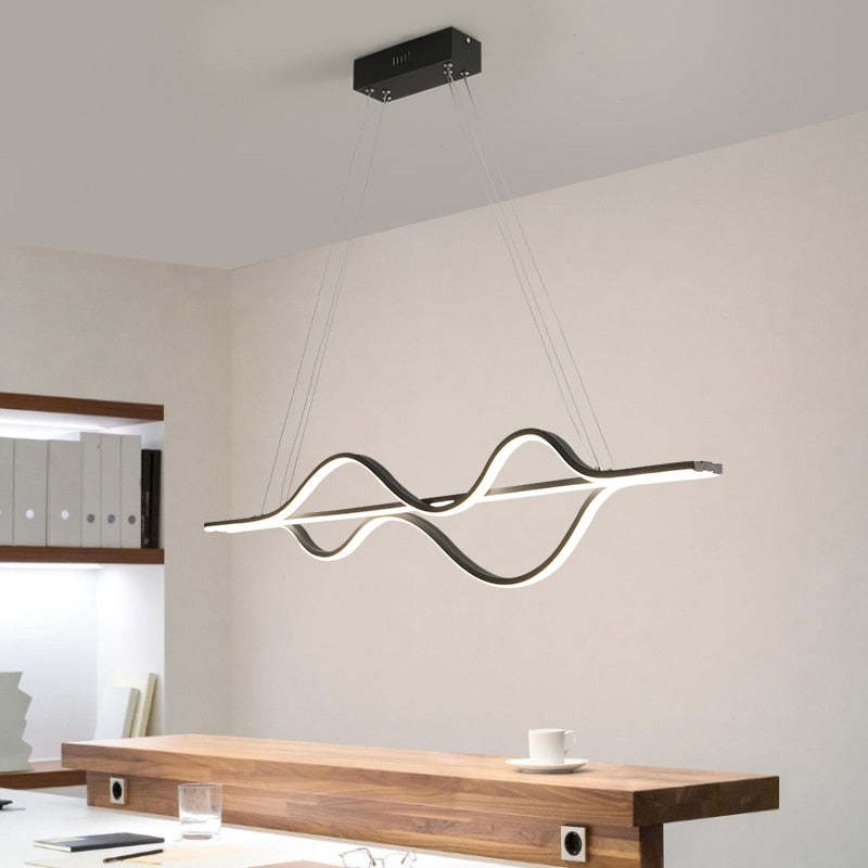 Modern Wave Pendant Light with Ambient Glow
