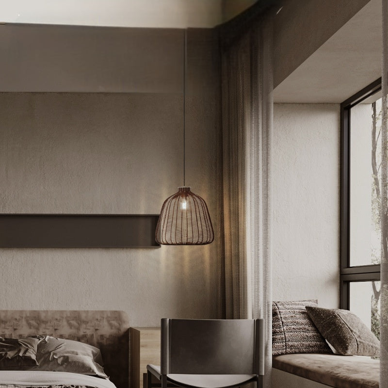 Minimalist Rattan LED Pendant Light For Warm Ambience