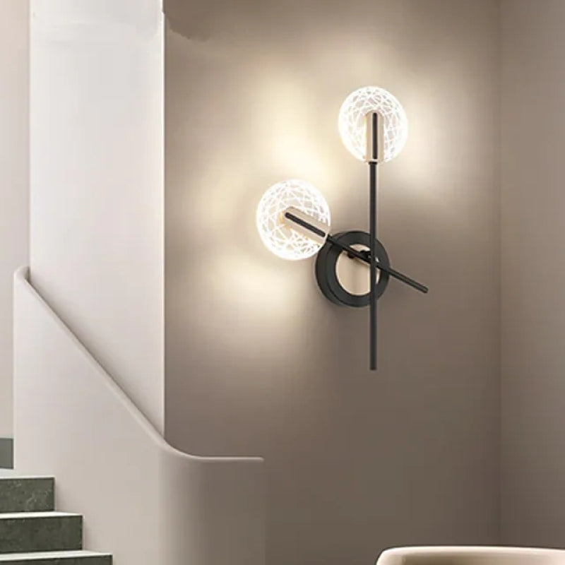 Modern Black And White Disc Wall Light With Metal Base And Acrylic