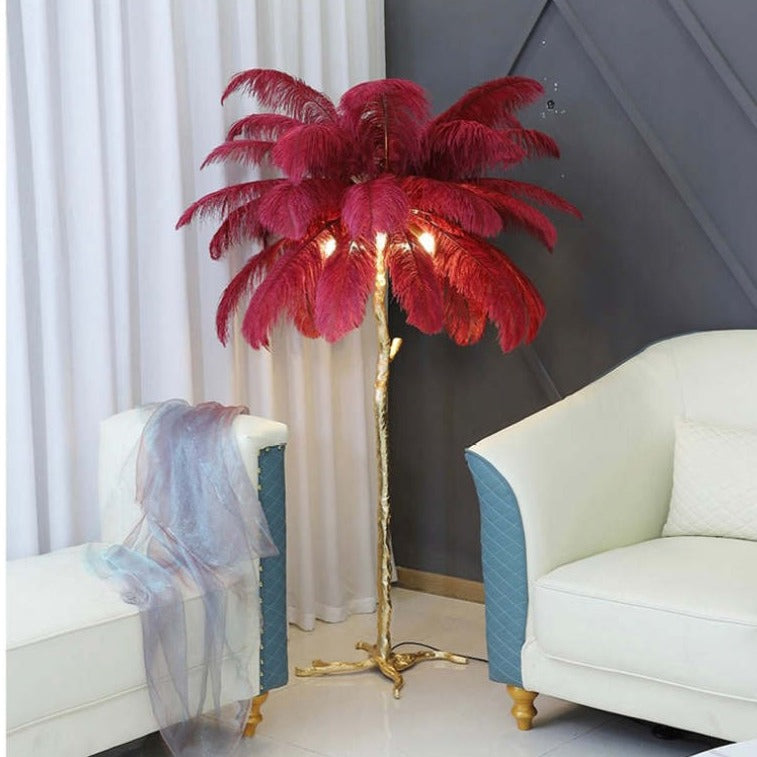 Nordic Luxe Ostrich Feather Floor And Table Lamp With Warm Light