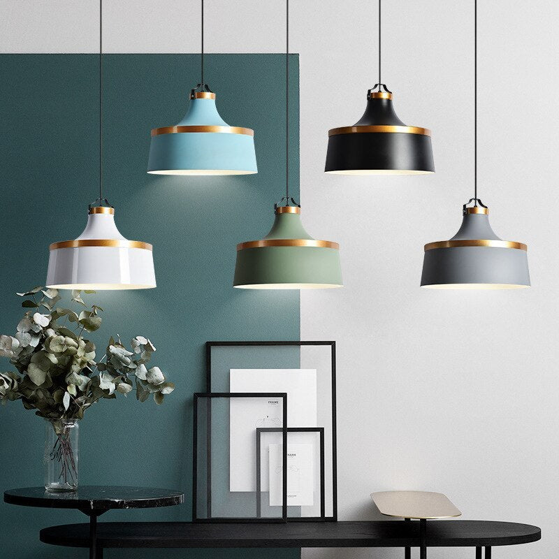 Colorful Modern Pendant Light With Metal Shade