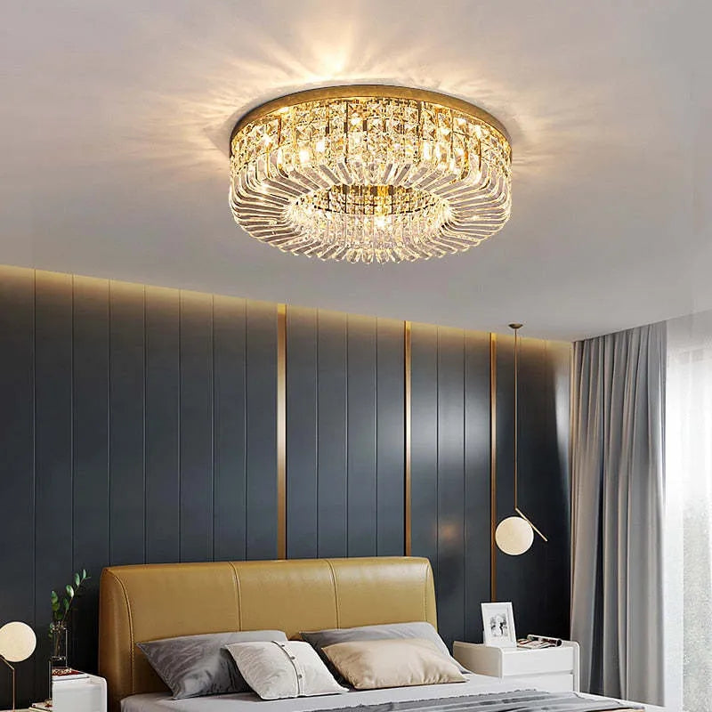 Nova Crystal Flush Mount Ceiling Light With Metal Finish