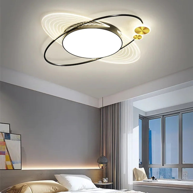 Circular LED Flush Mount Ceiling Light Black And Gold