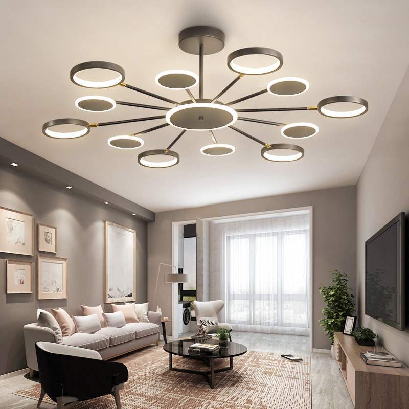 Black Geometric LED Chandelier Dimmable