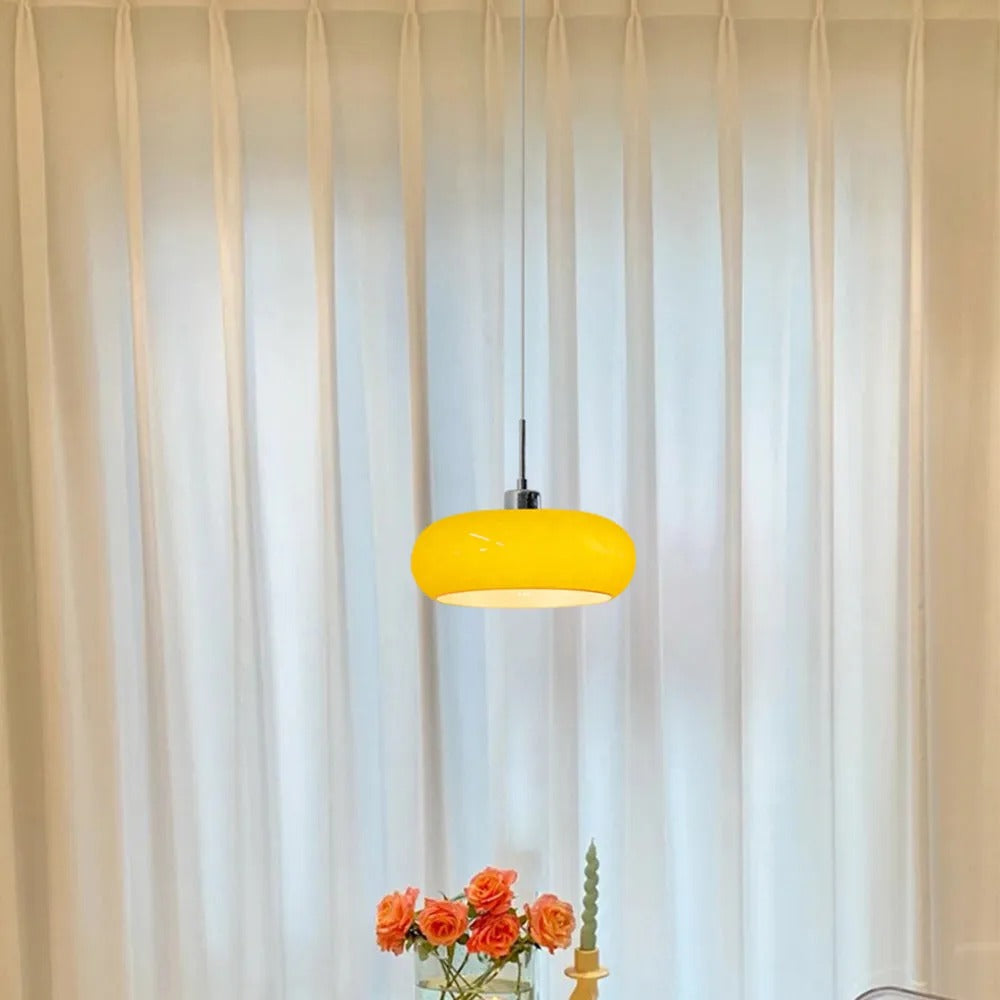 Adjustable Glass Pendant Light In White Or Orange
