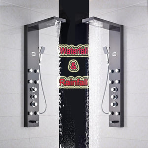 Shower System - Shower Panel And Jet Rain Shower With Thermostatic Mixer Faucet