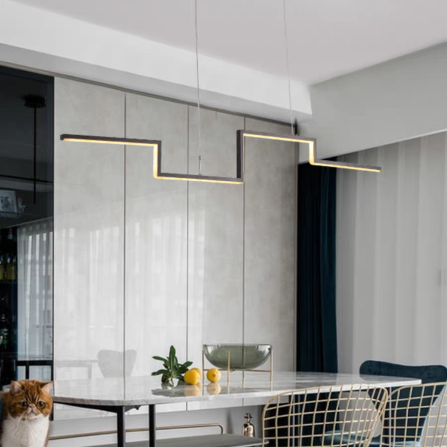 Linear Metal Pendant Light Black and Gold Durable Design