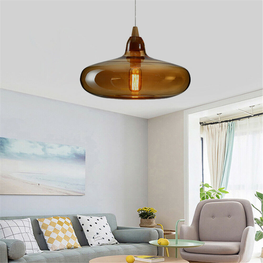 Adjustable Amber Glass Pendant Light For Soft Ambience
