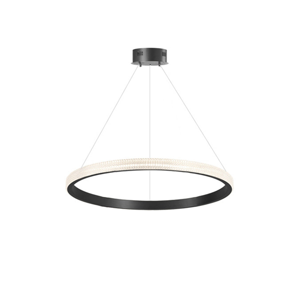Modern Ring Pendant Light In Metal And Acrylic, Ambient LED