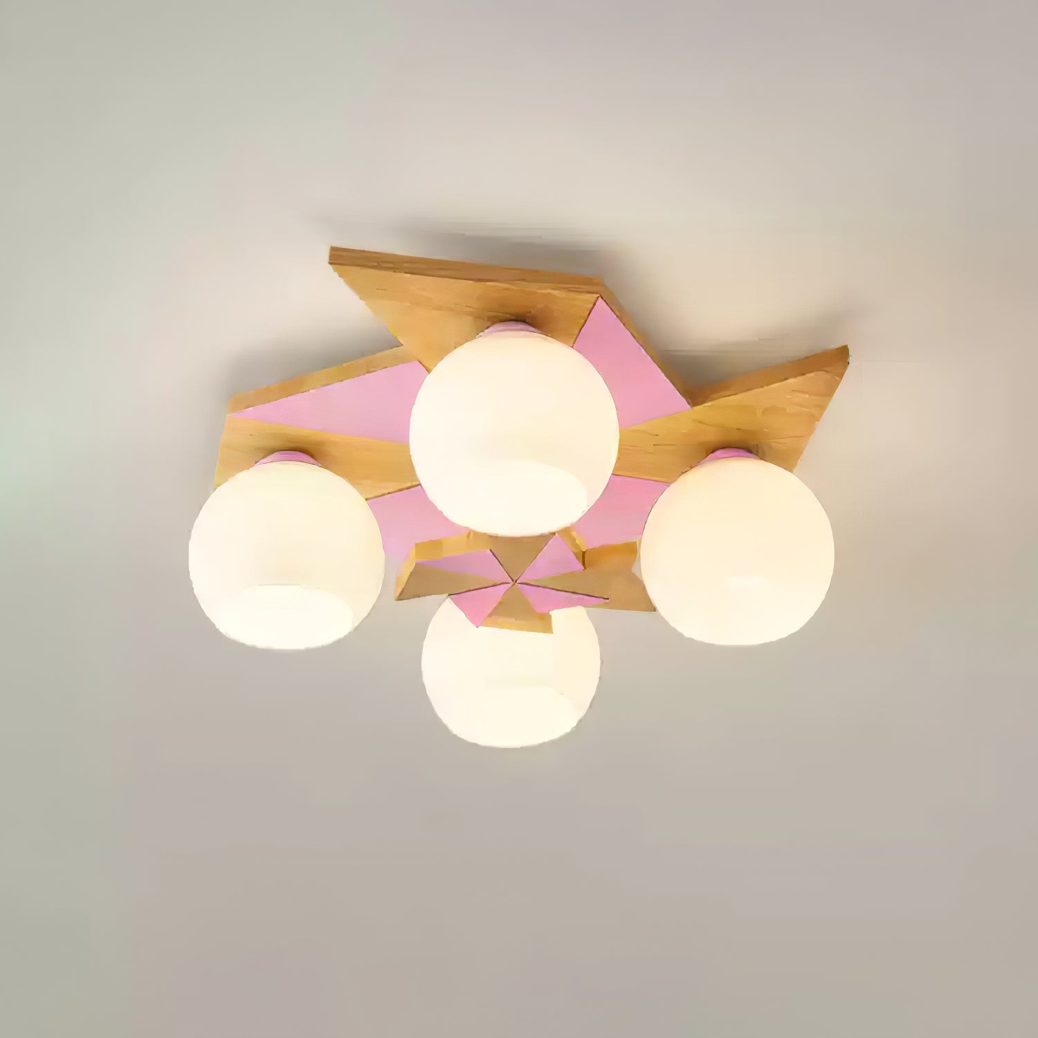 Wooden Ceiling Light Dimmable With Glass And Metal